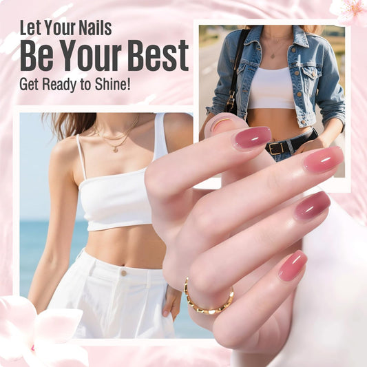 MEFA Jelly Gel Nail Polish Set, 12 Colors Jelly Red Glitter Nail Polish Set Nude Pink Milky White Nail Polish Gel Neutral Transparent Sheer Red Gel Nail Gifts for Women Girl DIY Salon Home Manicure