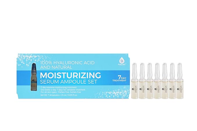 100% Hyaluronic Acid And Natural Moisturizing Serum Ampoule Set,Anti Aging Anti Wrinkle, 7 Day Treatment For All Skin Types