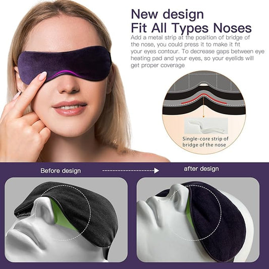 Heated Eye Mask for Dry Eyes with Temperature & Timer Remote, Eye Warm Compress Mask to Unclog Glands Eye Heating Pad for Women Men Relieve Blepharitis, Chalazion, MGD, Stye Syndrome; Purple
