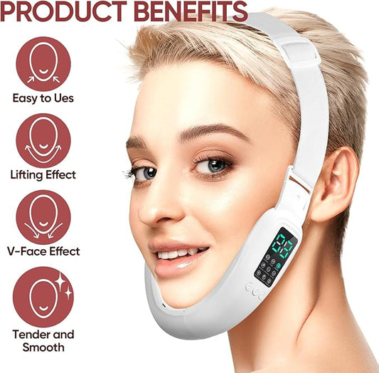 Intelligent Electric Double Chin and V-Shaped Face Machine with 8 Modes & 15 Adjustable Intensities - Women's V-Face Device