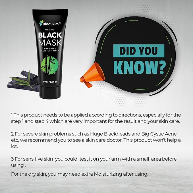 Blackhead Remover Mask, Charcoal Peel Off Face Mask, Blackhead Remover, Pore Cleaner for Men & Women, 2.7 fl oz