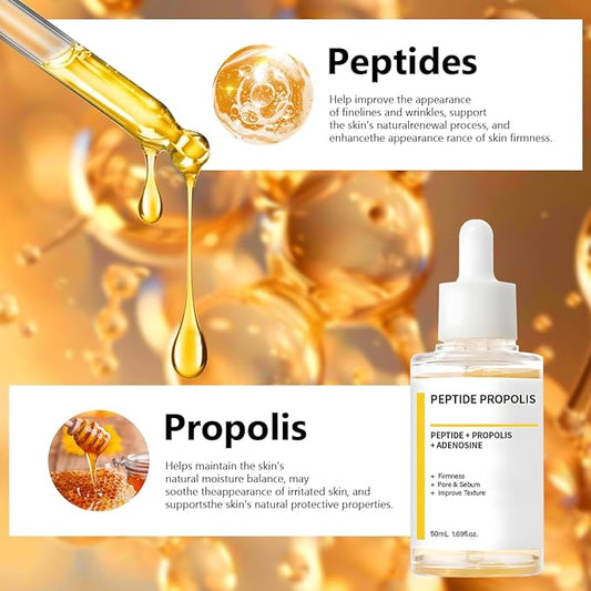 Hydration & Wrinkle Renewal Serum, Peptide Propolis Complex, Anti Aging Facial Serum, Deep Moisturizing & Skin Renewal, Suitable for All Skin Types