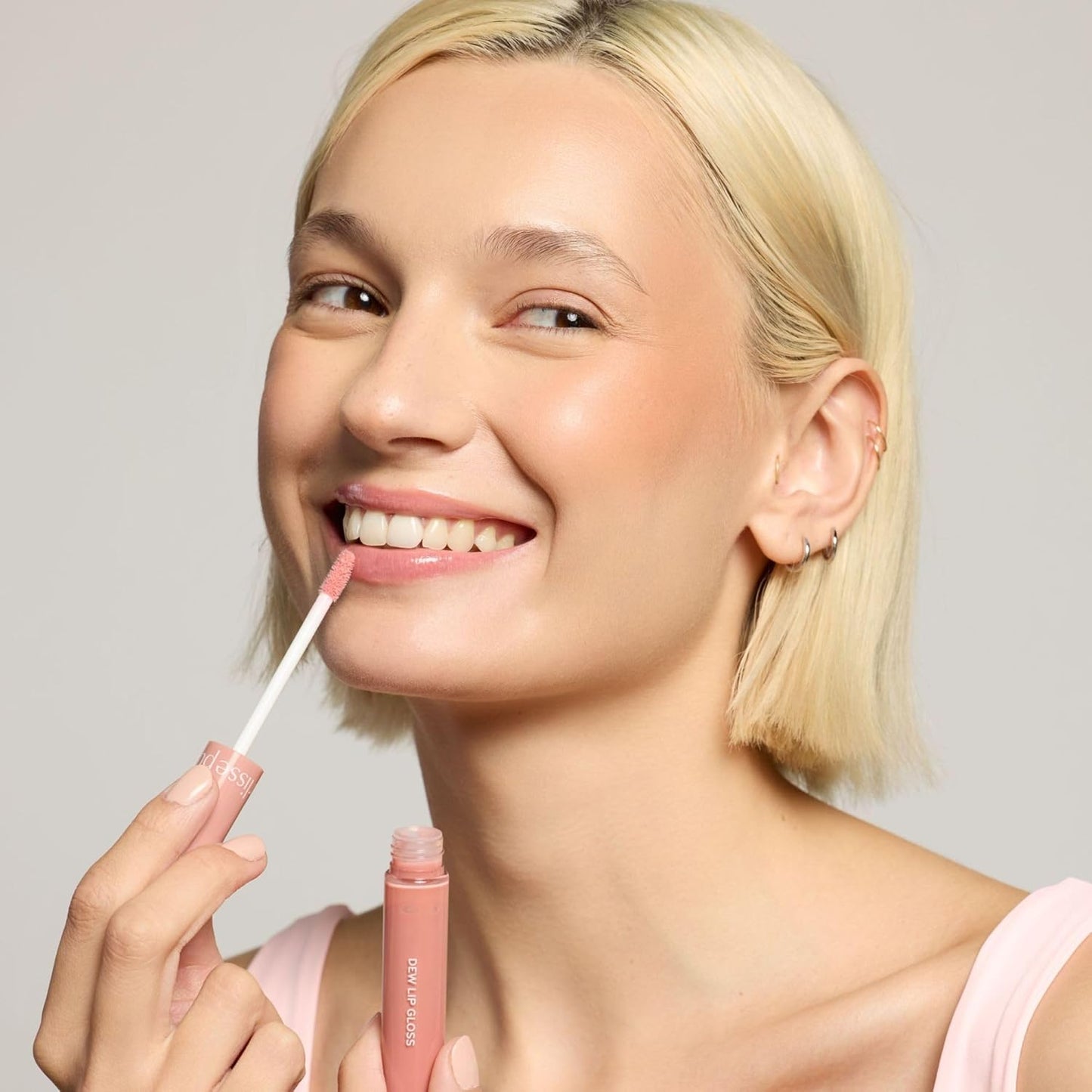 pūrlisse Dew Moisturizing Lip Gloss - Hydrating & Non-Sticky Long Lasting Lip Gloss - Enriched with Bakuchiol, Mango Seed Butter & Avocado Oil to Soften & Smooth - Pink Nude (0.25 oz)