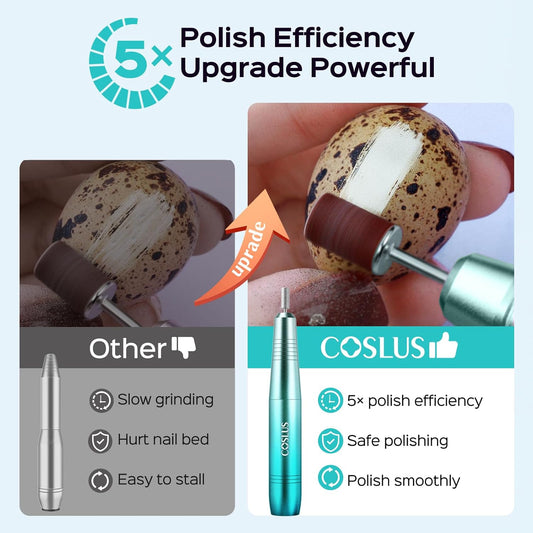 COSLUS Electric Nail Drill File Professional: for Acrylic Gel Dip Powder Nails Portable Nail Machine Kit Manicure Pedicure Tools Polishing Set with Nail Drill Bits Sanding Bands Blue