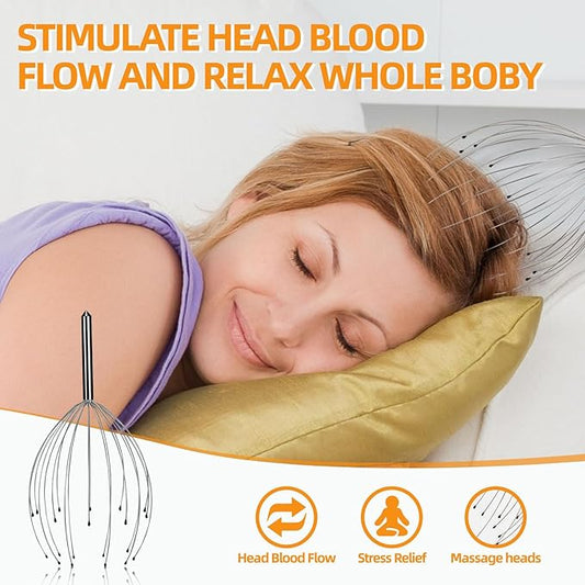 YEZY Head Massager 20 Fingers Head Scratcher Scalp Massager, Back Scratcher, Stocking Stuffers for Scalp Massage Back Massage 2 Pack (Black)