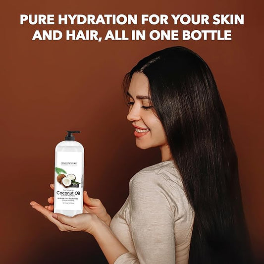 Majestic Pure Fractionated Coconut Oil - Relaxing Massage Oil, Liquid Carrier Oil for Diluting Essential Oils - Skin, Lip, Body & Hair Oil Moisturizer & Softener - 16 fl oz