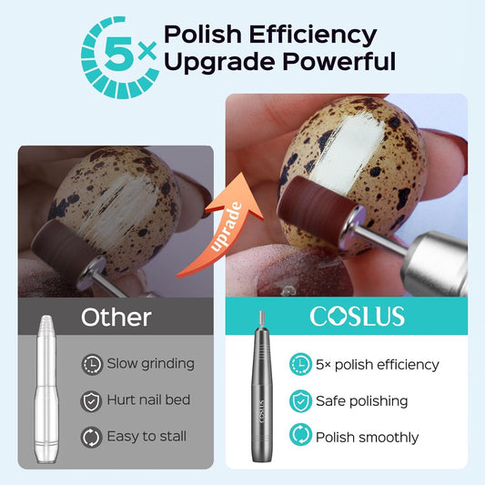COSLUS Electric Nail Drill File Professional: for Acrylic Gel Dip Powder Nails Portable Nail Drill Machine Kit Manicure Pedicure Tools Polishing Set with Nail Drill Bits Sanding Bands
