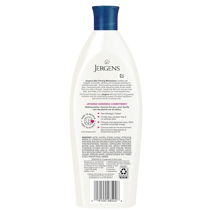 Jergens Skin Firming Body Lotion for Dry to Extra Dry Skin, Skin Tightening Cream with Collagen and Elastin, Dermatologist Tested, Hydralucence Blend Formula, 16.8 Oz