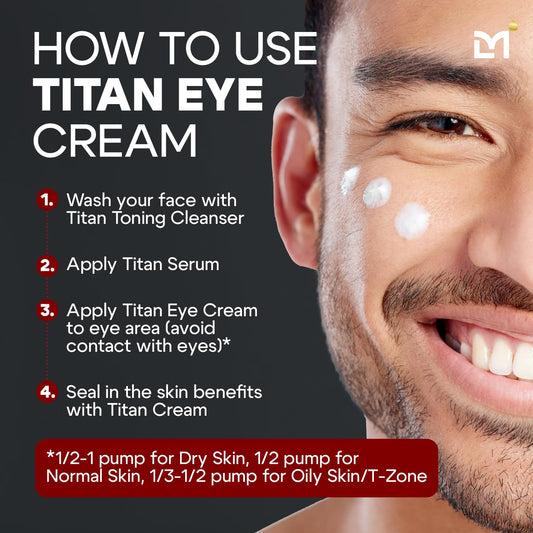 Titan Anti-Aging Mens Eye Cream – Mens Dark Circles Under Eyes Treatment – Eye Bags Treatment for Men – Puffy Eyes Treatments for Men – Peptides, HA, Herbal Extracts –All Skin Types–Unscented