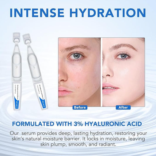 Ultra Hyaluronic Acid Serum For Face - 3% Hyaluronic Acid Tubes 30 Vials, Intensive Moisturizing, Skin Tightening, Skin Barrier Repair, Anti Aging(pack of 2)