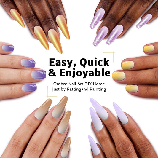 Sponge Pat Paint Nail Gel, Ombre Nails Gradient Gel Nail Blush Blooming Aura Nails Drawing Stripper Floral Painting DIY Nail Art, No Wipe, UV/LED Curing (16 Colors D)