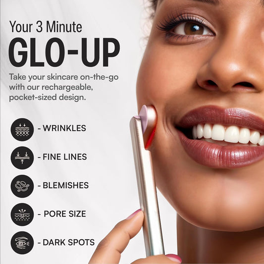 4-in-1 Red Light Therapy Wand for Face with Travel Case – Facial Rejuvenation Device for Home Use with Adjustable Head – Portable Beauty Tool for Skin Health and Anti-Aging