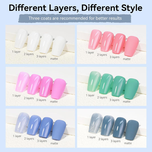 MIZHSE Quick Dry Nail Polish Set, Regular Nail Polish 6 Classic Colors of Milky White Pink Purple Blue Green, Air Dry Nail Lacquer Fingernail Polish for Women, Manicure DIY Nail Art Salon Ideal Gift