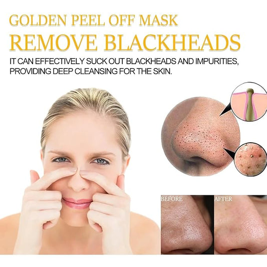 Gold Foil Peel-Off Mask, 98% Gold Peel Off Mask, Gold Facial Mask Anti-Aging, Deep Cleansing, Reduces Fine Lines& Wrinkles Great for All Skin