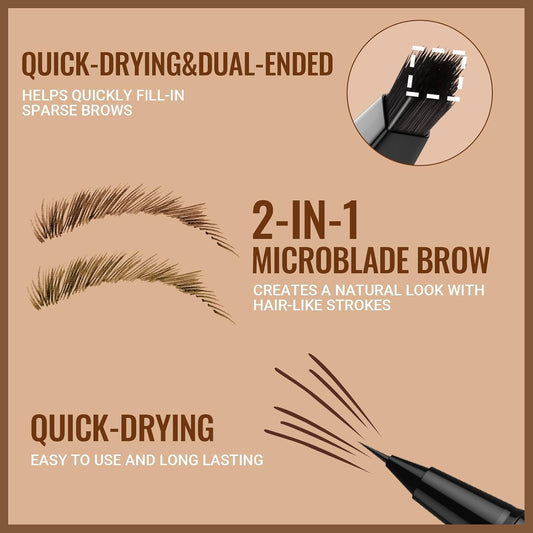 iMethod Eyebrow Pen - Eyebrow Pencil,2-in-1 Eyeliner Dual-Ended Microblading Eyebrow Pencil Long Lasting Waterproof Hair-Like Brow Pencil,with Eyebrow Brush,Eyebrow Pencils for Women,Blonde