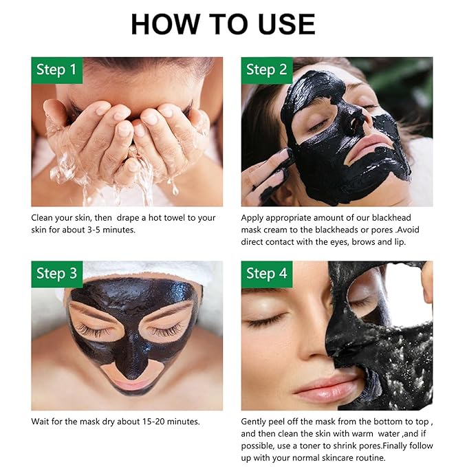 Blackhead Remover Mask, Charcoal Peel Off Face Mask, Purifying & Deep Cleaning Pore, Reduce Nose Face Blackhead, Excess Oil, Blackhead Peel off Masks for Women and Men