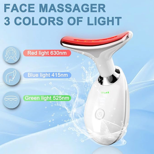 Facial and Neck Massage,3-in-1 Face Tool,Facial Beauty Device for Skin Care (White)