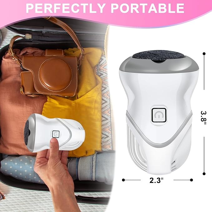 Electric Foot File for Dead Skin Removal, Callus Remover for Feet, Featuring a Dander Vacuum Foot Scrubber with 2 Speeds and 6 Grinding Heads, Foot Calluses Remover Kit for Cracked Skin.