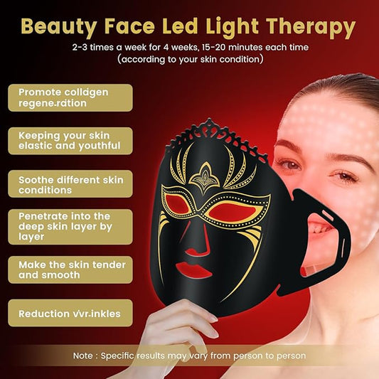 7 Color Led Light Therapy Face Mask, ZJKC Red Light Therapy for Face, Upgraded Led Face Mask Light Therapy include 360PCS Led, Portable Silicone Beauty Facial Mask, Led Mask Therapy at Home and Travel