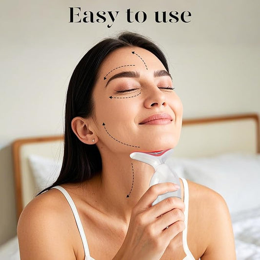 GUGUG 7 Color Multi-Function Face Massager for Face, Neck, Arms and Legs with Heat, Vibration and Relaxing Facial Massager - White