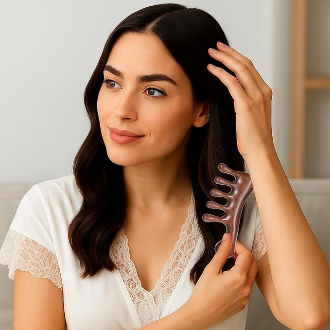 Wooden Scalp Massager, Loc Labor Birthing Comb Sandalwood Gua Sha Wide Tooth Hair Brush Natural Wood Meridian Massage Comb for Hair Growth, Relaxing Scalp Care Tool, Women and Men