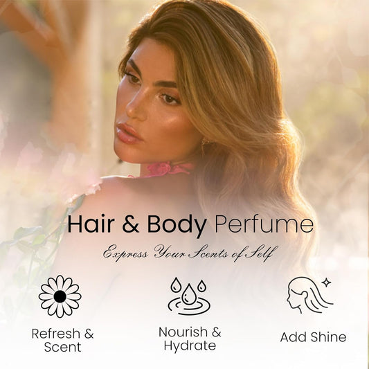 Hair Perfume for Women Long Lasting Pheromone, Hair Body Mist Spray Fragrance Essential Oil Odors Remove, Honey Infused Coconut Chamomile for Hydrating Shine, Alcohol Free, 50 ml