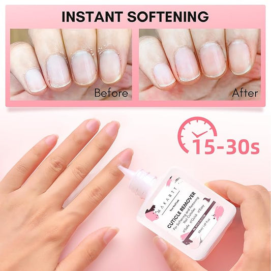 Makartt Cuticle Remover Liquid, 50ml Professional Instant Softener Cream for Dry Cuticles, Salon-Quality Nail Care Dissolver for Manicure & Pedicure Use
