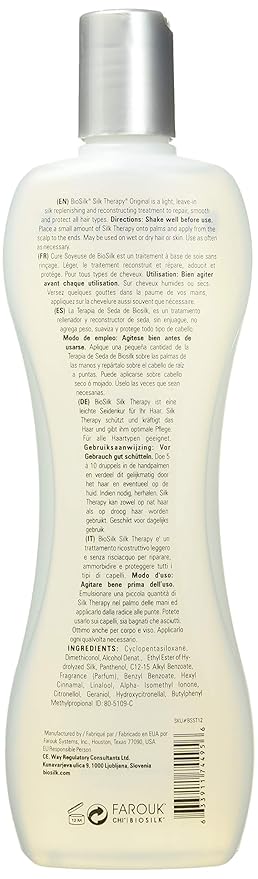 BioSilk Silk Therapy Original Cure, Reconstructing Treatment For Adding Shine & Helping Prevent Split Ends, Sulfate, Paraben, & Cruelty-Free, 12 Oz