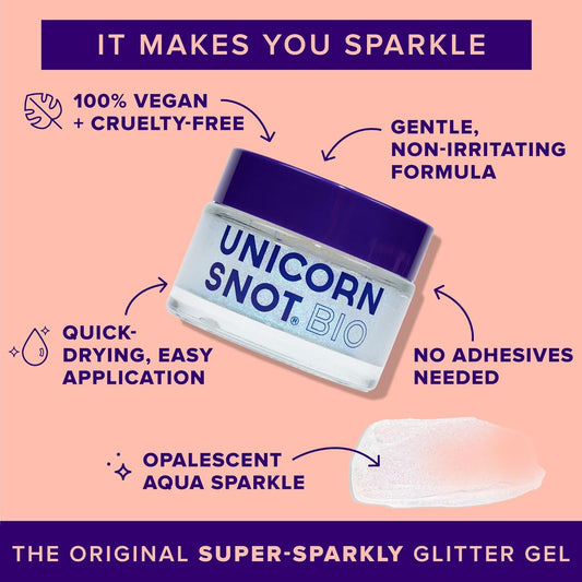 Unicorn Snot Face & Body BIO Glitter - Cosmetic-Grade Holographic Glitter Gel - Plant-Based Glitter Makeup for Festivals, Raves, Anime Cosplay - Safe for Face, Easy Application & Removal (Galaxy)