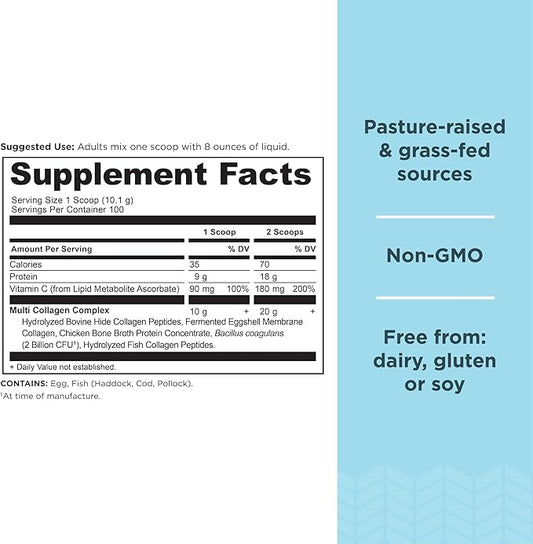 Ancient Nutrition Collagen Peptides Powder, Multi Collagen Protein, Women & Men, Vitamin C, Probiotics, Hydrolyzed Collagen, Supports Skin, Joints, Gut Health, Unflavored, 100 Servings