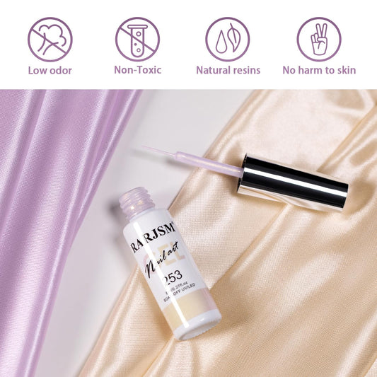 RARJSM Pearl Gold Gel Liner Nail Art Pearlescent Milky Light Purple White Golden Shell Glitter Swirl Effect Gel Nail Polish 8ml Build in Thin Brush Painted Drawing Striper Gelpolish Curing Requires