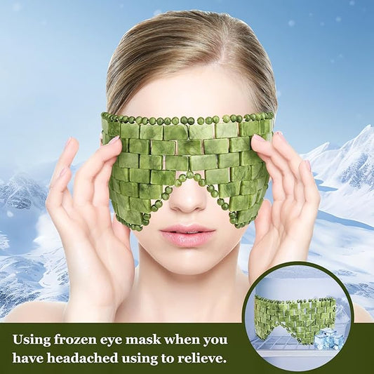gemshan Jade Eye Mask Natural Green Jade Facial Maks for Relive Eliminate Puffiness
