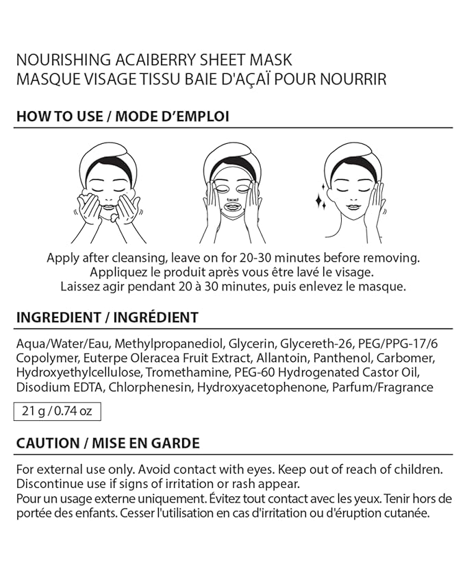 GLAM UP Sheet Mask Nourishing AcaiBerry (10 sheets) - Dewy Skin