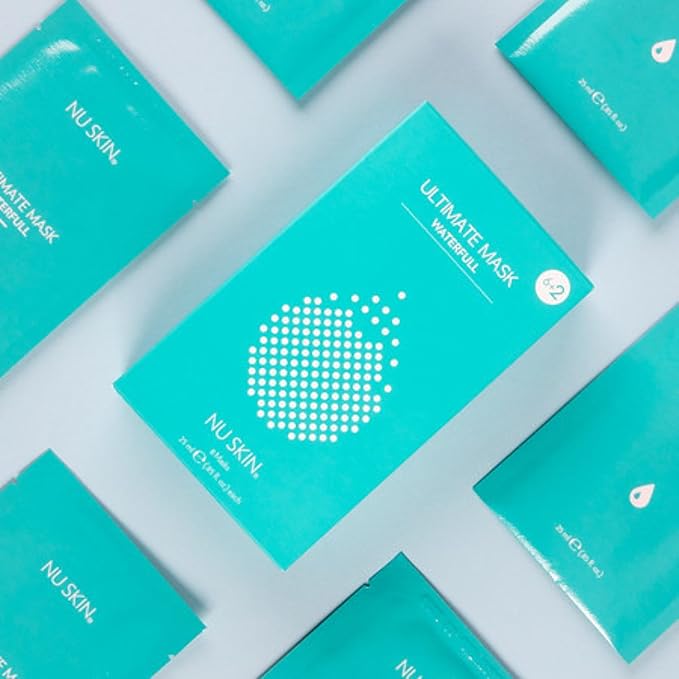 Nu Skin Ultimate Mask Waterfull - Botanical Eucalyptus Microfiber Hydration, Transparent Face Mask | Adhesive Skin Care Mask, Maximum Moisturization, Mask for Soft, Supple Skin (8 masks)