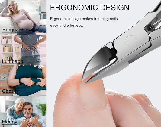 Podiatrist Nail Clippers, Professional Thick & Ingrown Toenail Clippers for Men & Seniors,Pedicure Clippers Toenail Cutters, Super Sharp Curved Blade Grooming Tool