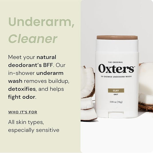 | In-Shower Underarm Wash for Women and Men | Natural Ingredients with Oatmeal, Sea Salt, Coconut Oil, and Honey | Oatmeal Grit