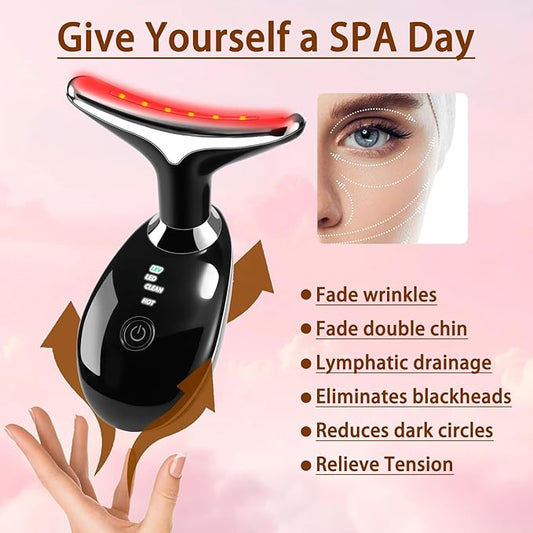 7-in-1 True Beauty Glow Facial Massager, Multifunctional Electric Red Light Therapy for Women (Black)