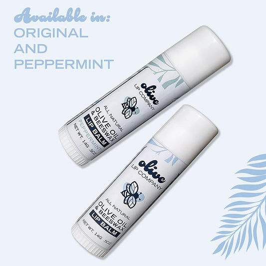 Hydrating Olive Oil and Peppermint Lip Balm with Mango Butter and Beeswax, 0.5 oz. Jumbo Tube, Clear Long Lasting Moisturizer for Dry, Cracked, Chapped Lips