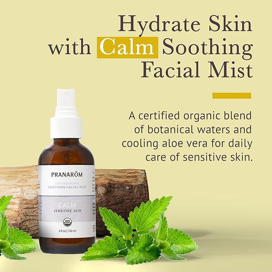 Facial Mist (4oz / 120ml) - 100% Pure & Natural Essential Oil Facial Mist for Dry Skin Hydration & Toning (Calm (Sensitive Skin))