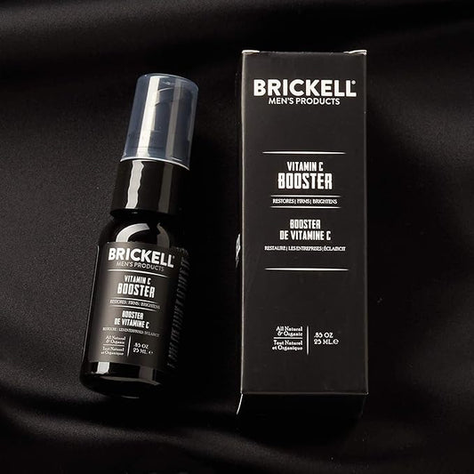 Brickell Men’s Vitamin C Booster Serum for Men, Natural and Organic Vitamin C Booster for Face to Ramp Up Collagen Production, Fight Wrinkles and Aging, 0.85 Ounce, Unscented