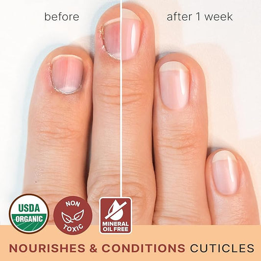 Organic Nail and Cuticle Oil - USA Made Nail Oil for Growth & Strength with Jojoba and Vitamin E, Repair for Damaged Nails & Cuticle Softener made with Natural Ingredients, Nails Care Products