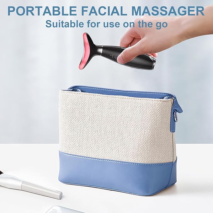 Face and Neck Beauty Device,3-in-1 Led Face Tool,Facial Massage for Skin Care (Black)