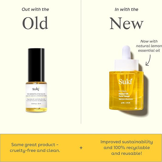 Suki Skincare Nourishing Facial Oil - With Sunflower, Safflower, Grape Seed Oils - Deeply Hydrates & Nourishes Dry Skin In Need - 15 ml