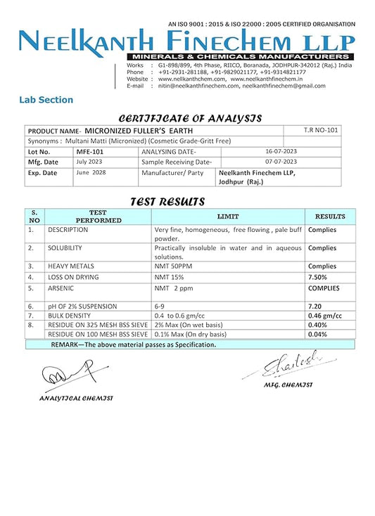 Fuller's Earth Clay Powder, 100g | 100% Pure & Natural | Indian Healing Clay for Skin Care & Face Pack