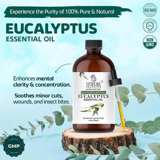 100% Pure Natural Undiluted Eucalyptus Essential Oil (4oz) Premium Therapeutic Grade Aromatherapy