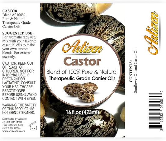 Artizen Pure Castor Oil – Therapeutic Grade Hair, Skin & Body Moisturizer (Bulk 16oz)