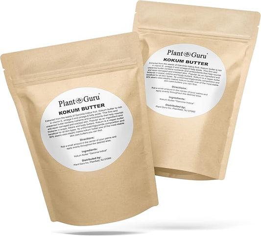 Raw Kokum Butter 8 oz. Bar 100% Pure Natural - Great for Skin, Body and Hair Moisturizer, DIY Creams, Balms, Lotions and Soap Making.