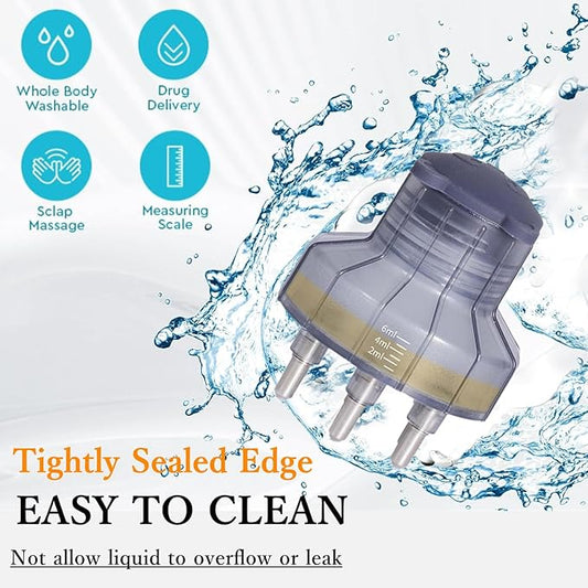 Gray Dual Application Scalp Hair Oil Comb - Hair Care Scalp Scrubber with Massage Balls Scalp Treatment Applicator Bottle for Essential Oil