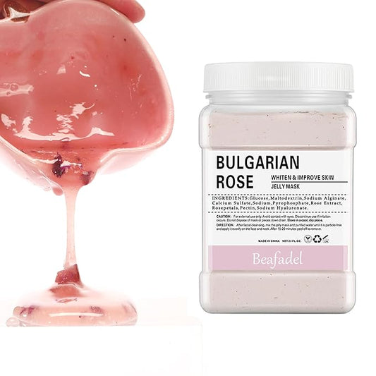 Jelly Mask Powder for Professional Facials Care,Hyalorunic Acid Moisturizing Hydro Face Mask Peel Off Mask, Hydrating Gel Face Masks with Double-ended Silicone Brush, 23 Fl Oz (ROSE)