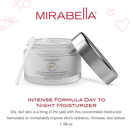 Mirabella Intense Formula Day to Night Face Moisturizer - Anti-Wrinkle Night Cream for Mature Skin, Collagen & Peptide-Rich Hydrating Cream, Reduces Fine Lines & Dark Spots, Beauty Sleep Essential